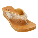 Aerowalk Women Antique Gold Slip-On Sandal with Checkered Upper (08FK_A.GOLD)