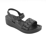 Aerowalk Women Black Slip-on Sandal with Stylish & Sequined Upper (AT07_BLACK)