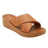 Aerowalk Women Tan Open Toe Slip-on Sandal with Striped Upper (AT28_TAN)