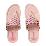 Aerowalk Women Nude Pink Slip-on Sandal with Laser-cut Upper (AT68_NUDE PINK)