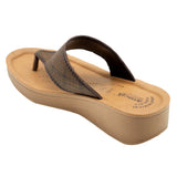 Aerowalk Women Brown Thong Style Wedge Sandal with Checkered Upper (AT77_BROWN)