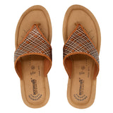 Aerowalk Women Tan Thong Style Wedge Sandal with Checkered Upper (AT77_TAN)