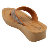 Aerowalk Women Tan Thong Style Wedge Sandal with Checkered Upper (AT77_TAN)