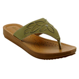 Inblu Women Mist Green V-Shape Sandal with Laser Cut Floral Upper & Slip-on Closure (BMQ7_MIST GREEN)