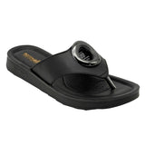 Aerowalk Women Black Flat Sandal with Embellished Upper & Slip-On Closure (DI88_BLACK)