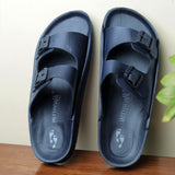 Aerowalk Men Blue Mule Shape Slipper with Double Buckle Styling (KC31_BLUE)