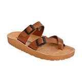 Aerowalk Men Tan Loop Toe Slide Slipper with Buckle Styling Upper (KC34_TAN)