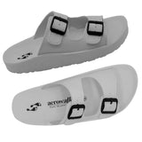 Aerowalk Men White Mule Design Slipper with Buckle Styling & Slip-on Closure (KC71_WHITE)