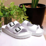 Aerowalk Men White Mule Design Slipper with Buckle Styling & Slip-on Closure (KC71_WHITE)