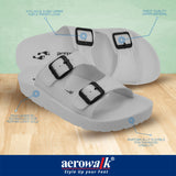 Aerowalk Men White Mule Design Slipper with Buckle Styling & Slip-on Closure (KC71_WHITE)