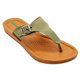 Inblu Women Mist Green T-Shape Flat Sandal with Buckle Upper Styling & Slip-on Closure (MEB4_MIST GREEN)