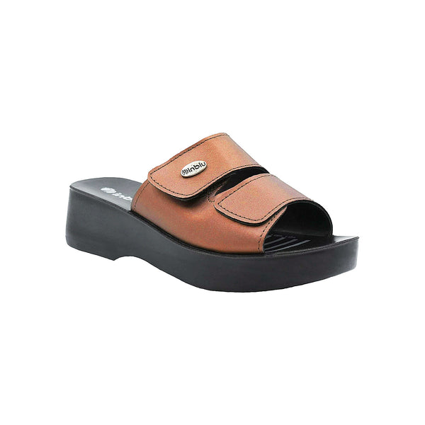 Comfortable INBLU sandals in silver-graphite grey - KeeShoes