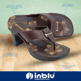 Inblu Women Brown Floral Printed V-Shape Block Heel Sandal with Buckle Styling Upper (MS02_BROWN)