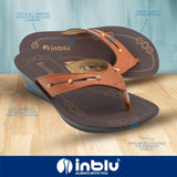 Inblu Women Tan Wedge Sandal with Laser Cut Upper (OA04_TAN)