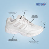 AEROWALK White Cushioned Insole with Lightweight EVA Sole & Anti-Skid Technology Lace-Up School Shoes for Boys (SS02)